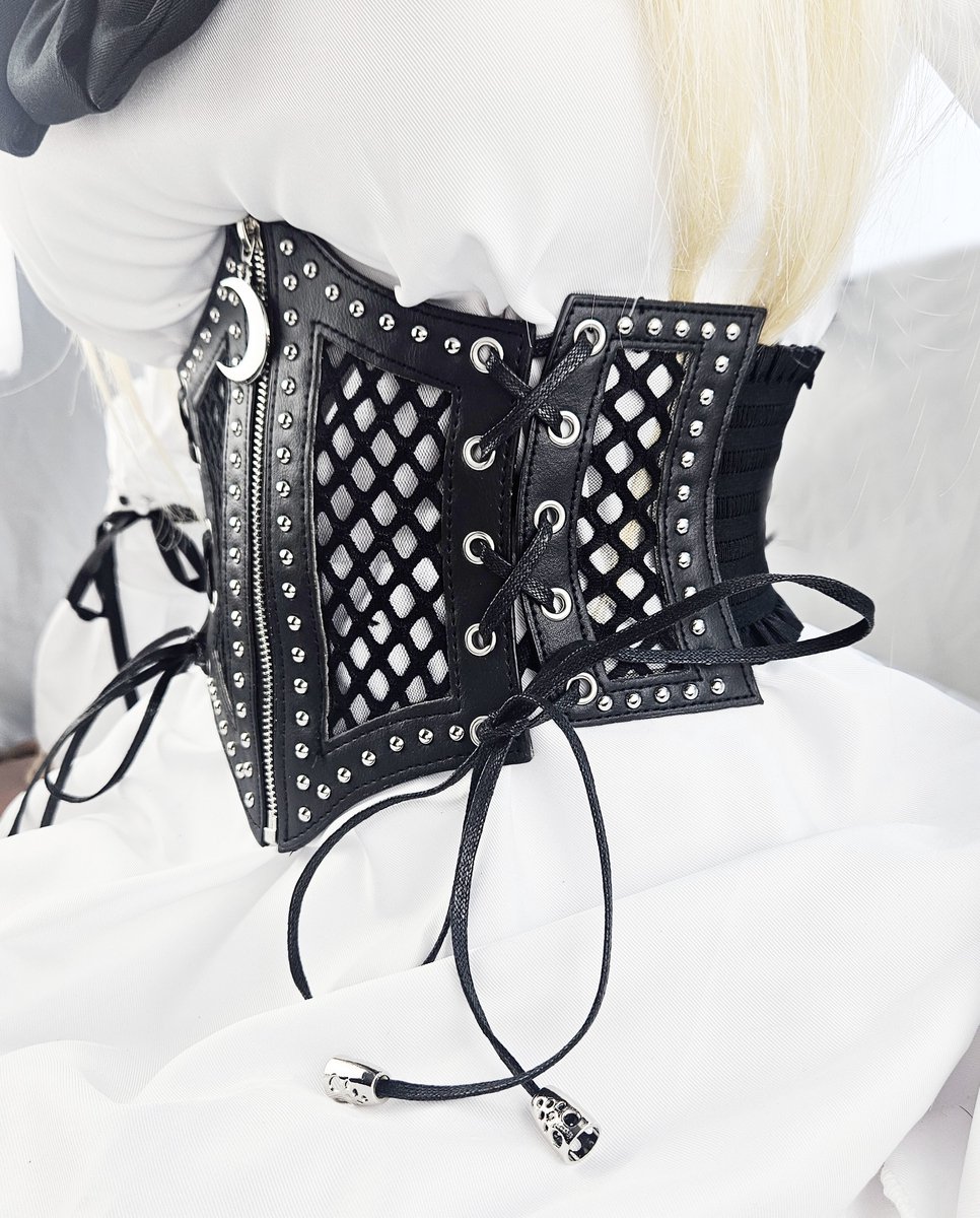 BamBella ® - Corset Riem  Mode Body Gothic Goth taille riem zwart nepleer met vetersluiting Verstelbaar korset belt