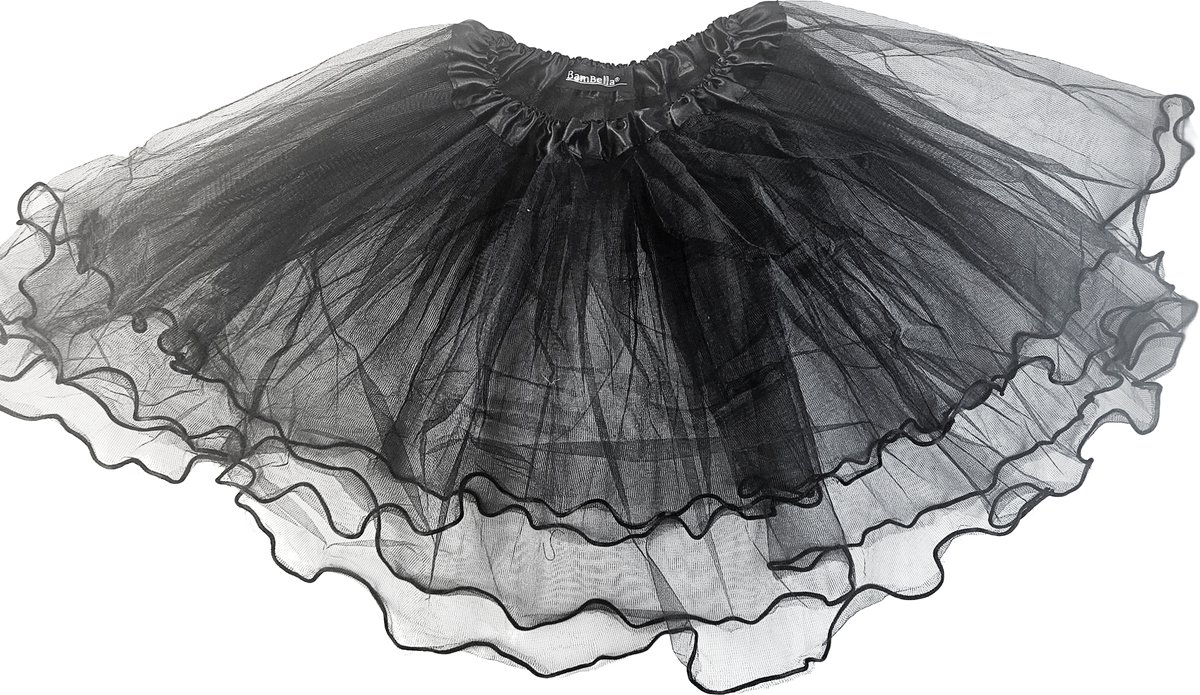 BamBella® - Onesize korte Petticoat Grote rok poffig zwart Tulle laagjes rokje rok dames
