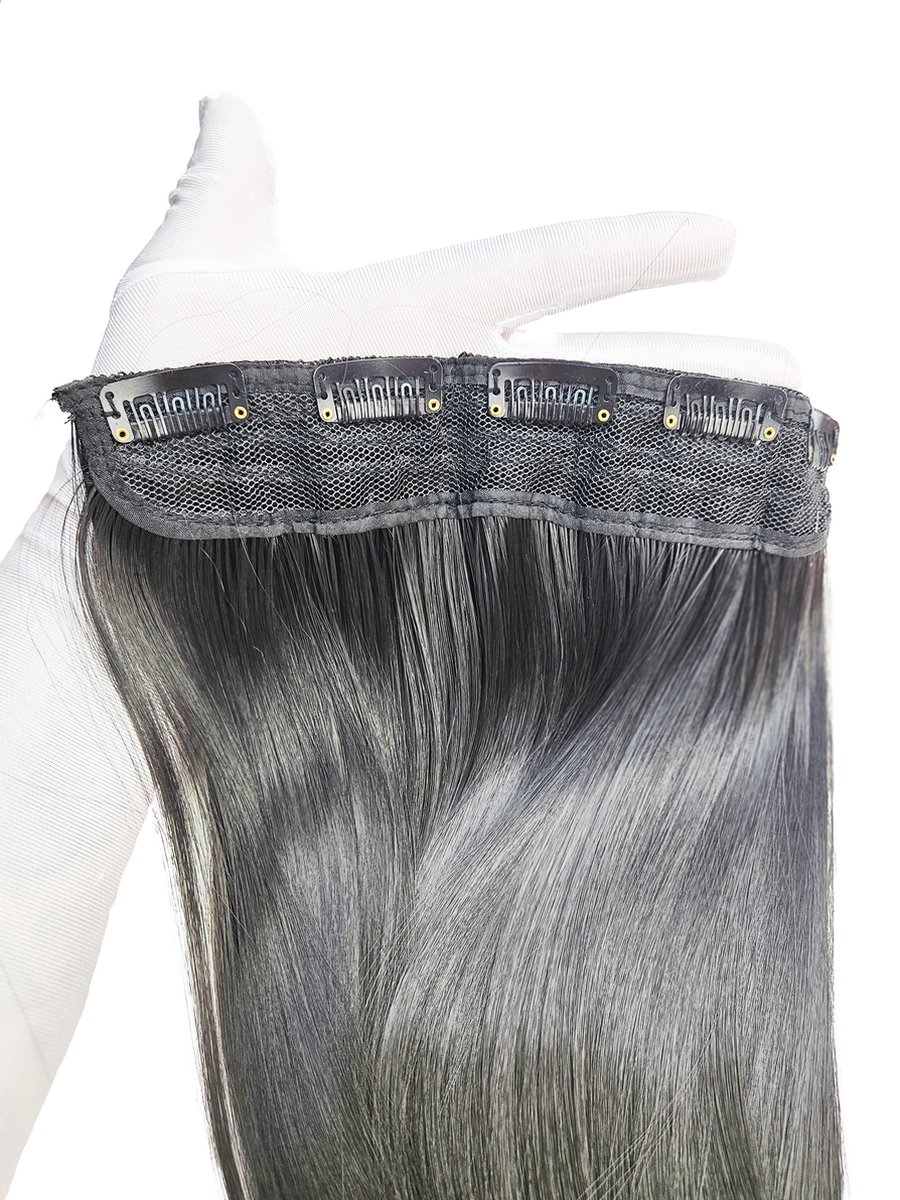 Hair extensions - Haar stijl Jetblack Clip In mat - zwart - clip ins curly krullen