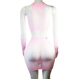BamBella®   set - Onesize - Erotische sexy nacht set  met top doorzichtig kant - Super Stretch