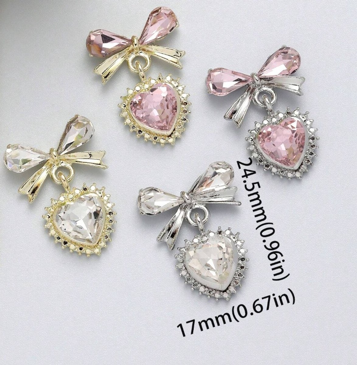 BamBella® mix look kleine stenen -bedeltjes 10 stuks - kleding versieren steentjes DIY hobby knutselen Glitter