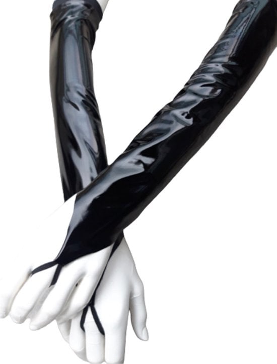 Handschoenen van Datex Zwart (Mix latex en stof ) Sexy kinky fetish accessoire