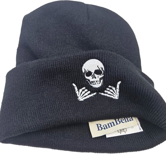 BamBella® Muts winter kinderen Jongens muts Skull gothic zwart Merk: BamBella