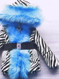 Dames  Zebra print Winterjas met grote bontkraag  BontJas Damesjas  imitatiebont