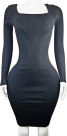Jurk Maat Onesize - Sexy wit off white winter jurk met opening gebreide stof