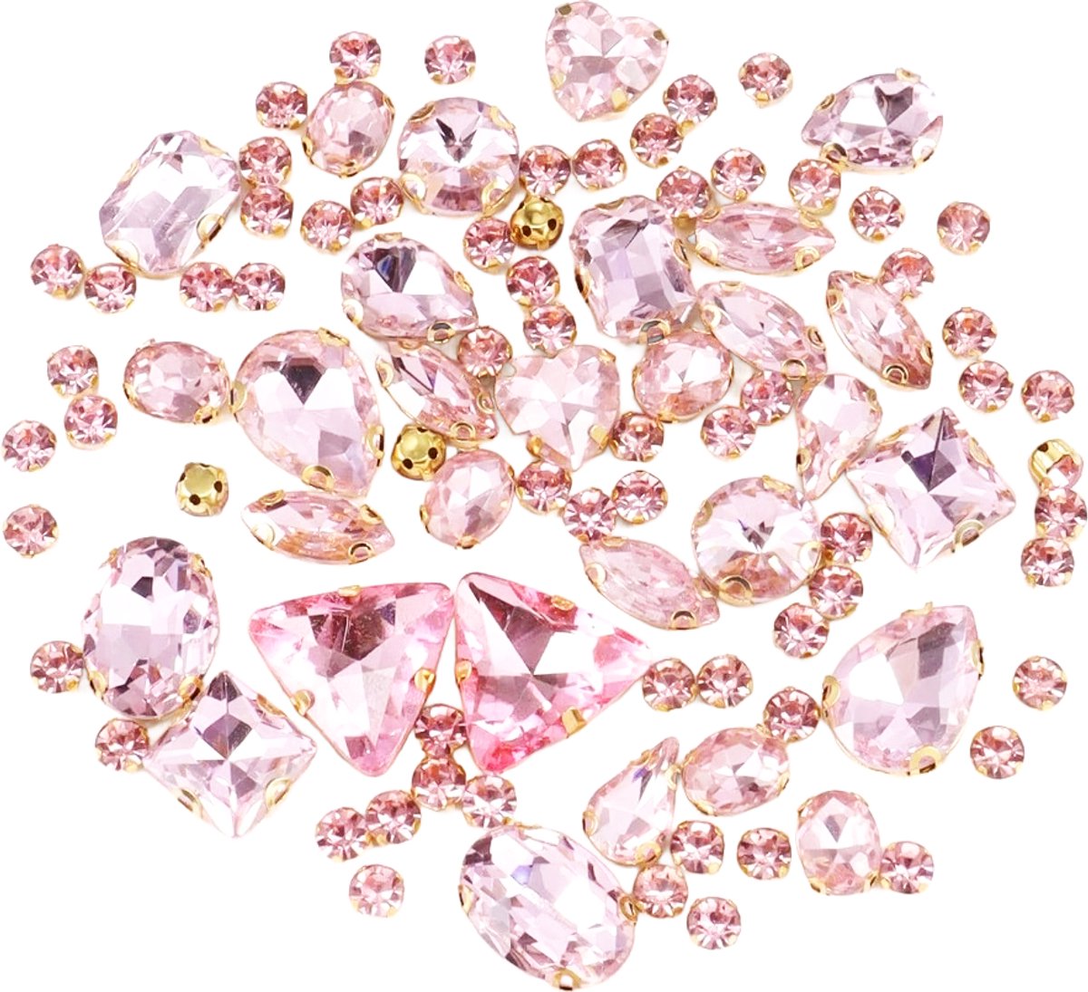 BamBella® Licht roze - Grote Naai strass Steentjes - 130 stuks - strass stenen glitters kleding versieren