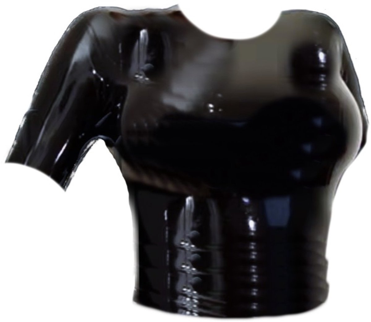 BNDGx® - 100 % Latex - Top Dames - Maat XL - Rubber BDSM SM Rollenspel kleding Fetish wear korte mouwen zwart