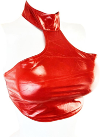 Top- Datex (mix van latex en stof) Top shirt Roze met col