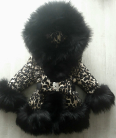 Kinderjas panterprint  Bontkraag jas Leopard  bontkraag Winterjas BamBella