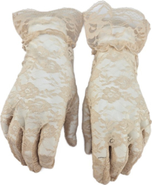 BamBella® - Handschoenen Bruin kant Kort - dames - Met Ruches