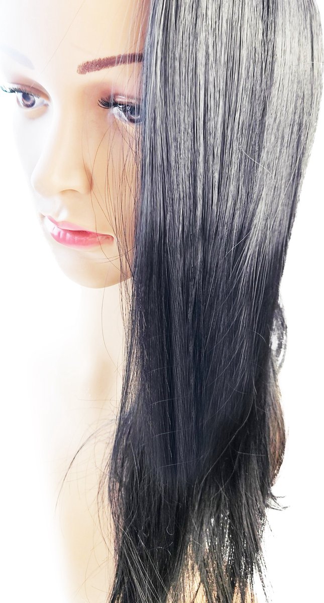 Paardenstaart hair extentsions Zwart wrap around - Synthetisch haar