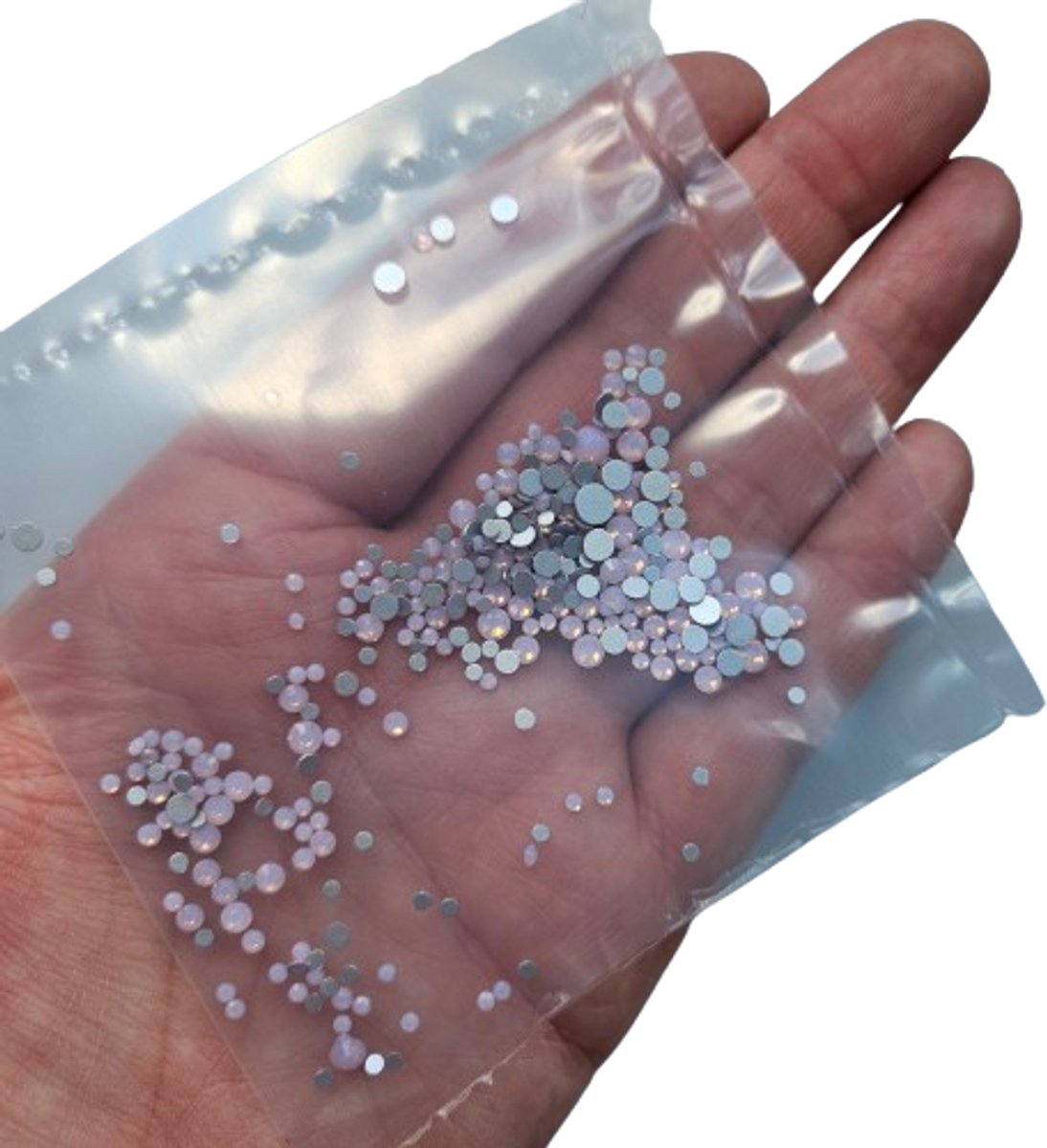 BamBella® Plak strass Steentjes - 1 zakje - 3mm tot 6mm - Wit AB doorzichtig strass stenen glitters nail art kleding versieren