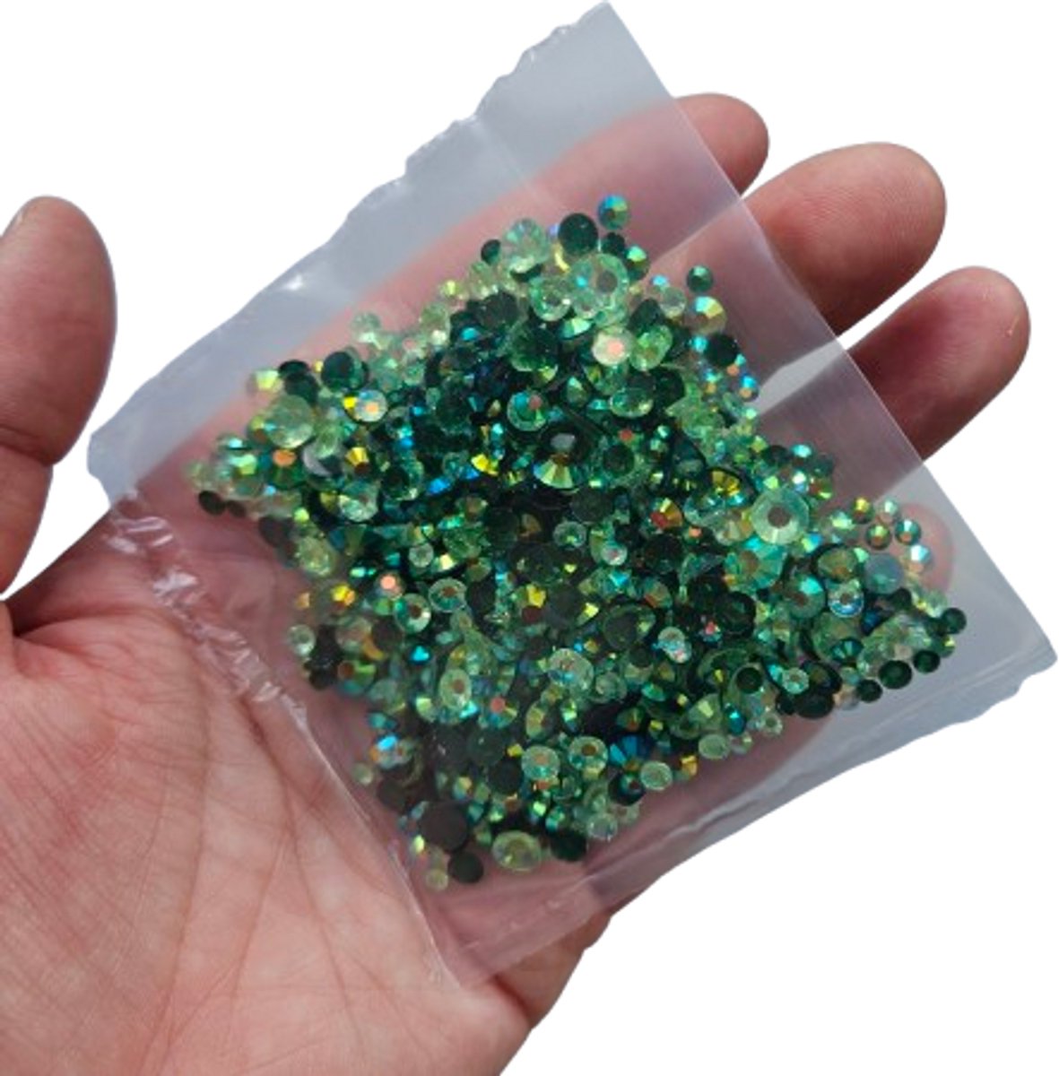 BamBella® Plak strass Steentjes mix - 1 zakje - 3mm tot 6mm - groen strass stenen glitters nail art kleding versieren