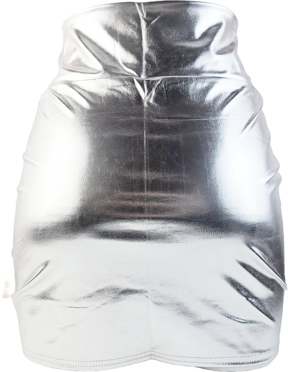 BamBella® - Rok - Shiny Glans Wetlook rokje Super shine metallic Glans ZilverkleurigLame