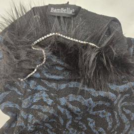BamBella® - Jurk - Onesize - Erotische sexy nacht jurkje blauw wit doorzichtig kant - Super Stretch imitaite bont