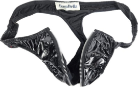 BamBella® - String Man- sexy Lingerie Heren -Open voorkant rits - Zwart mannen string