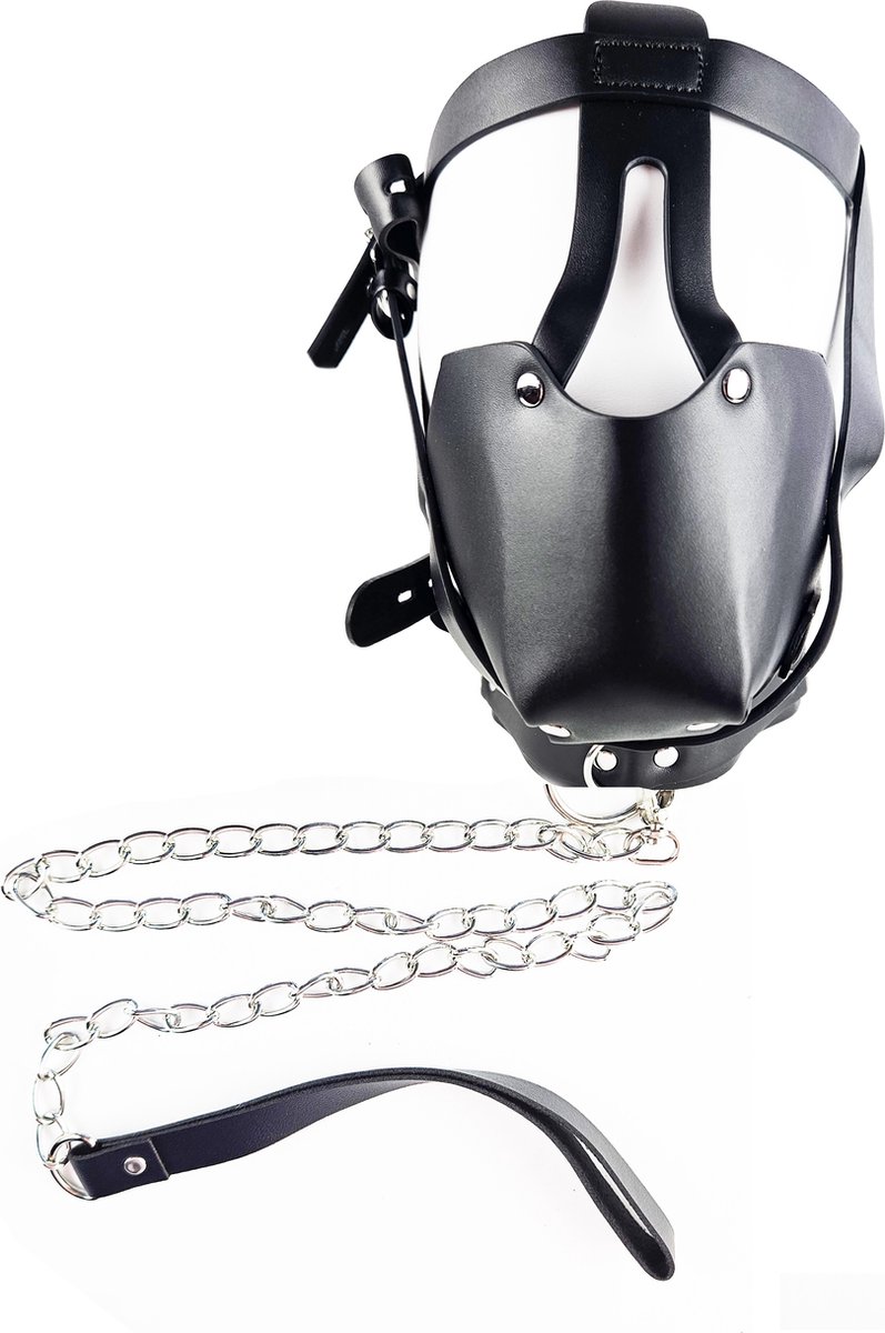 BNDGx® - Extreme BDSM Masker - Nep Leer - Met Gag - SM - Met lijn