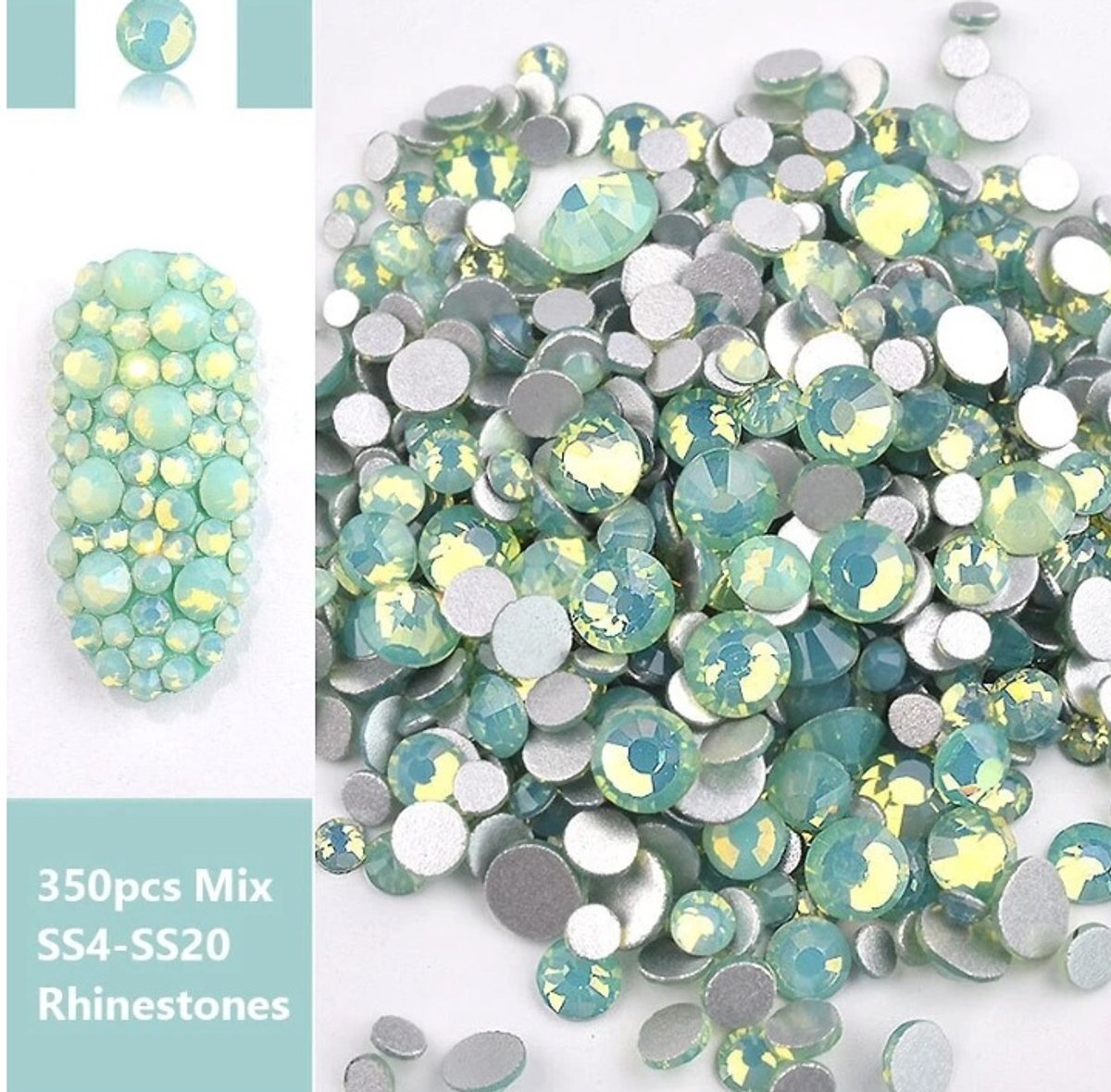 BamBella® Plak strass Steentjes - 1 zakje mix - 3mm tot 6mm - Licht groen Lime doorzichtig strass stenen glitters nail art kleding versieren