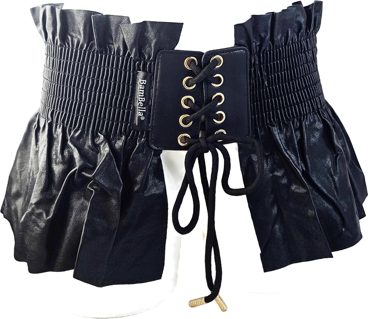 BamBella ® - Riem   - Zwart rok Korset Mode Body Gothic Goth taille riem met veter sluiting korset belt