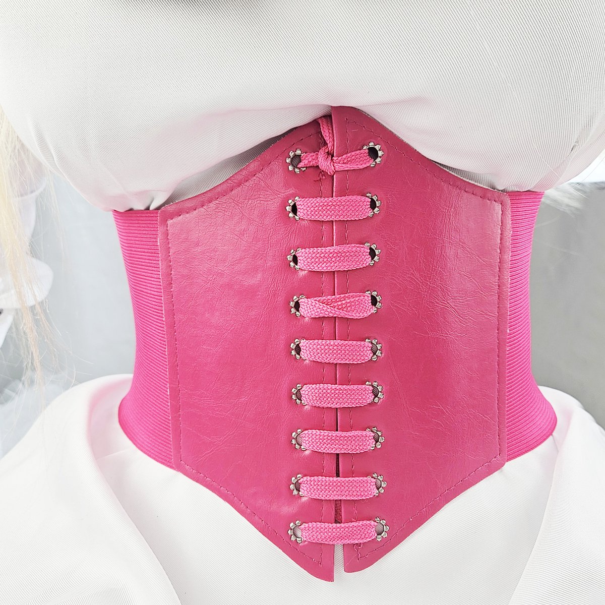 BamBella ® - Riem Maat Onesize - Roze Mode Body Gothic Goth taille riem zwart met Veter sluiting korset belt