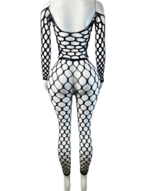 BamBella® -   set - Onesize - Erotische sexy nacht set  Broek met top doorzichtig kant - Super Stretch