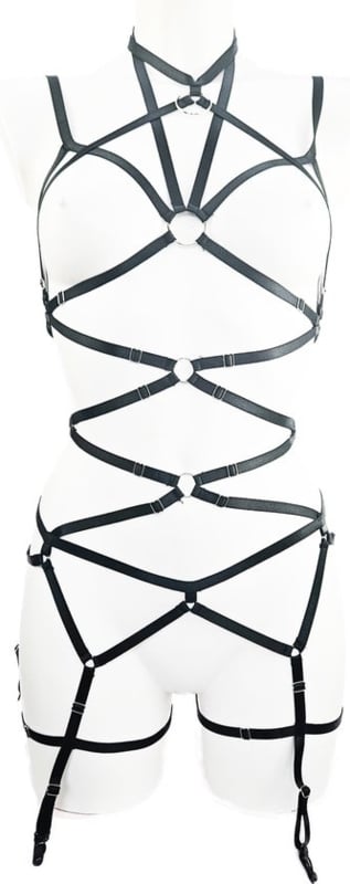 Sexy Erotische bondage Lingerie onesize Dames body Zwart pak