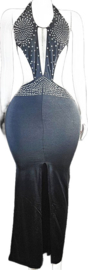 Jurk - Onesize - Zwart strand jurk met steentjes sexy jurkje van badpakken stof