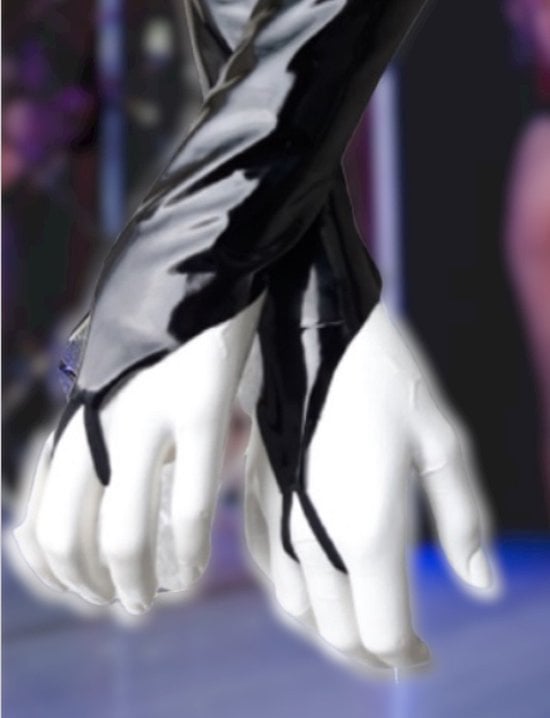 Handschoenen van Datex Zwart (Mix latex en stof ) Sexy kinky fetish accessoire