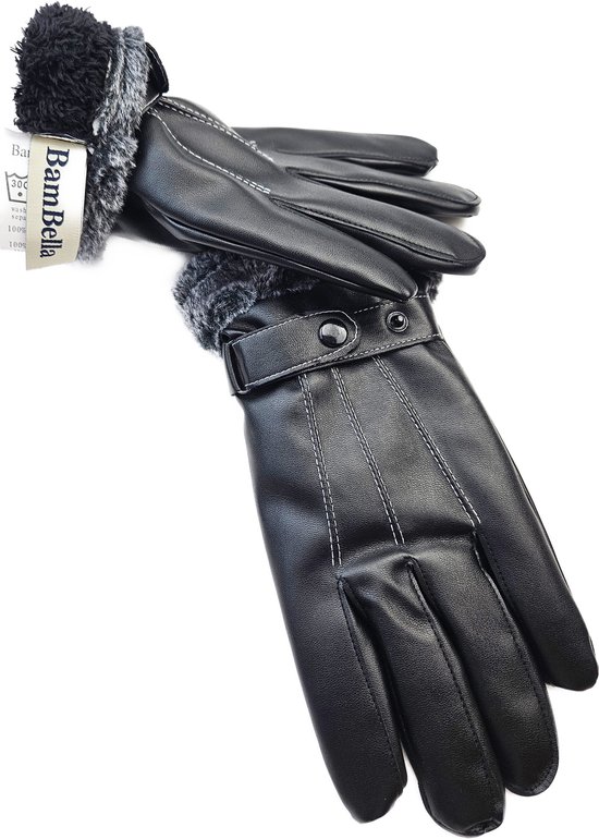 BamBella® Handschoenen winter Heren imitatie leer warme binnenkant touch screen