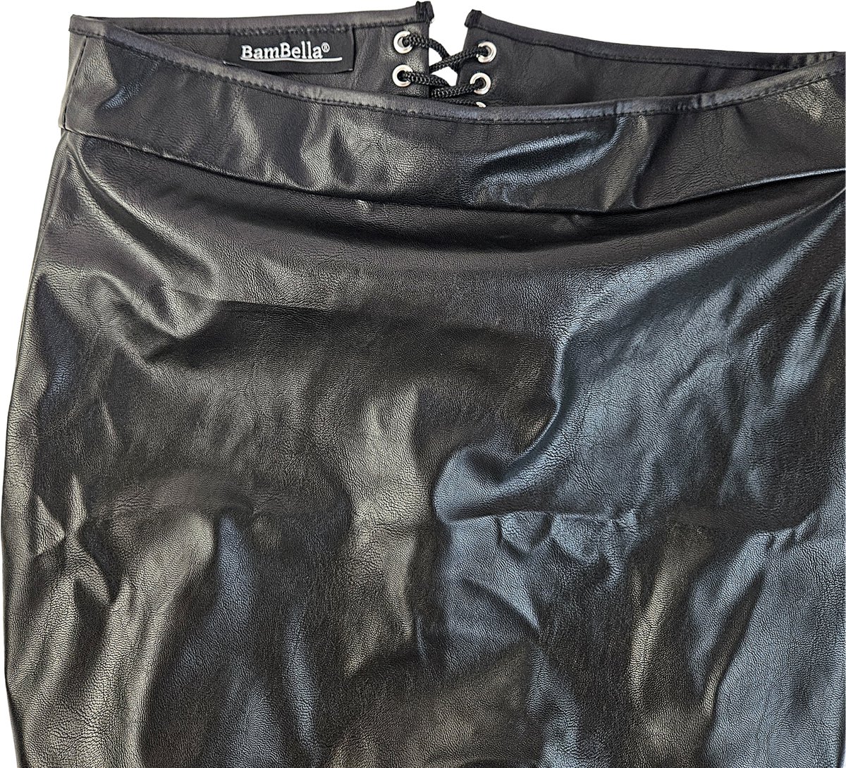 BamBella® - BDSM rok  Shiny Wetlook - Sexy Erotische rokje Super shine metallic Lame Glans Zwart