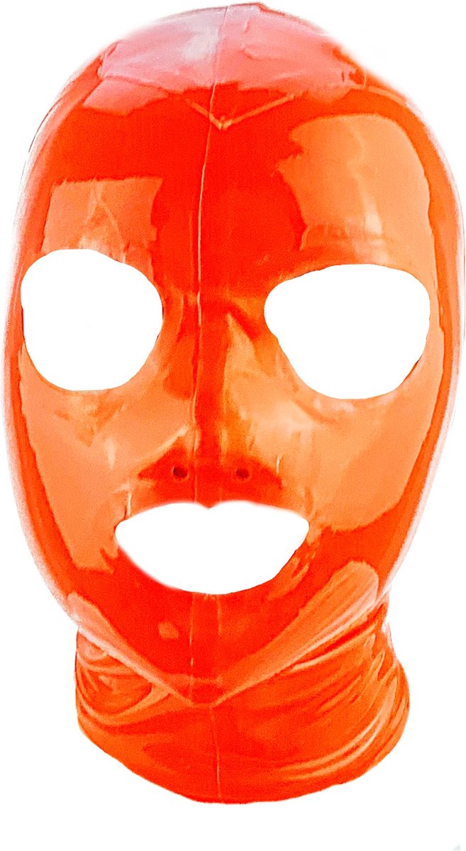 BNDGx® -100% Latex Masker ogen mond open - Anoniem Erotiek - Extreme BDSM sm fetish Rollenspel kleding Rood