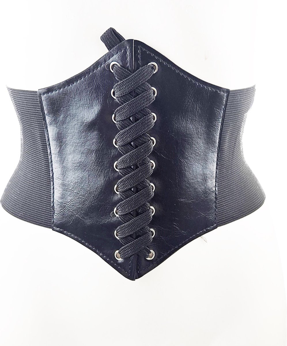 BamBella ® - Riem Mode Body Gothic met vetersluiting Verstelbaar zwart goth nep leer