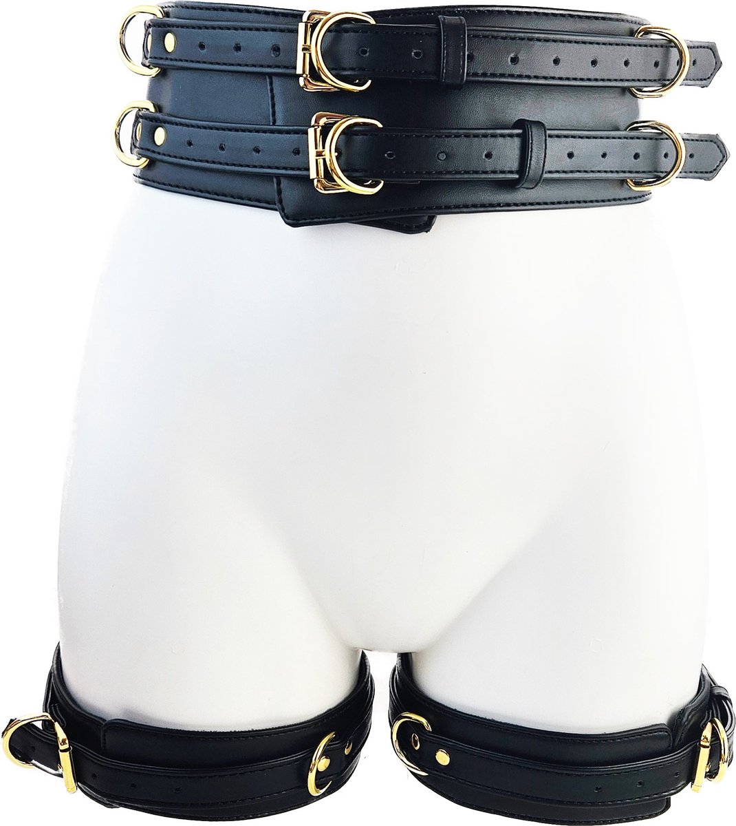 BNDGx® - Stevige Sex Harnas tuig pak- Bondage set BDSM Erotische Fetish Body Nep Leer - Verstelbaar -