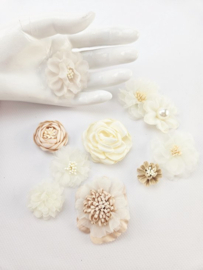 BamBella® - Grote Bloem applicatie -10 stuks roos wit Steentjes naaien knutselen scrapbook