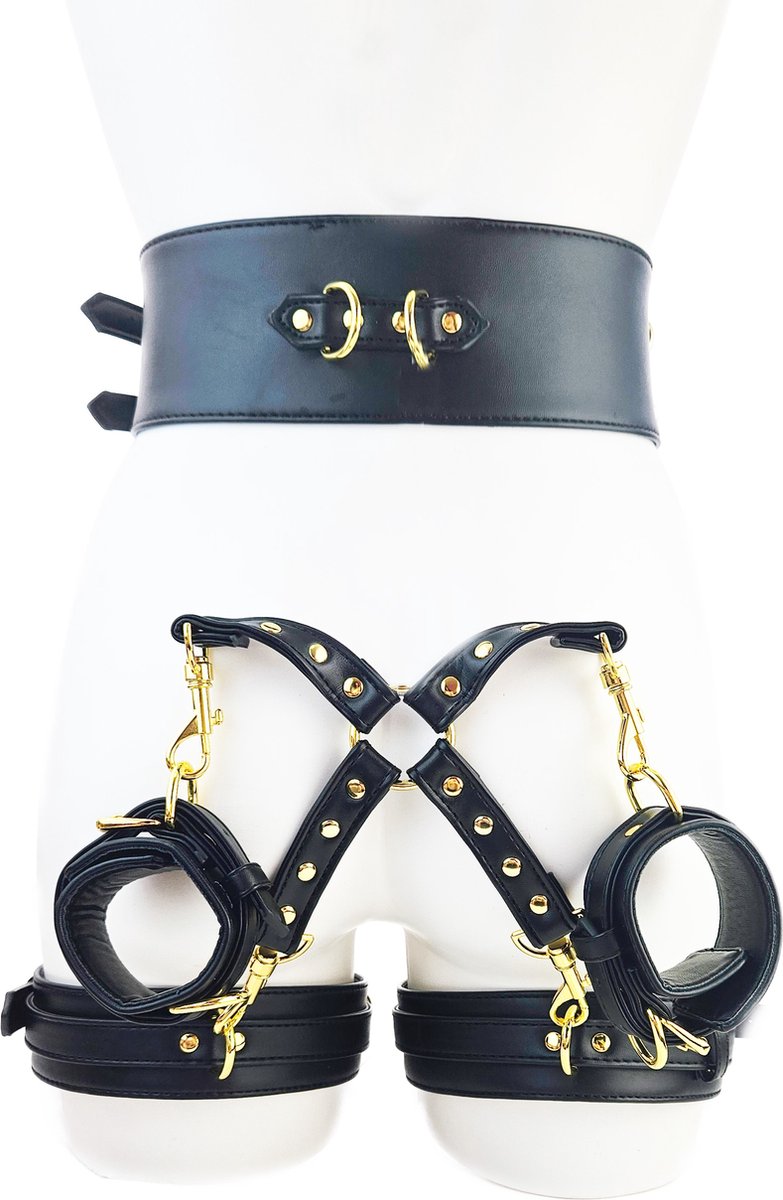 BNDGx® - Stevige Sex Harnas tuig pak- Bondage set BDSM Erotische Fetish Body Nep Leer - Verstelbaar -