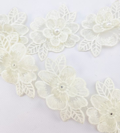 BamBella® Naai band - 90cm - Bloemen parel - Gebroken wit kleding maken knutselen Sier band