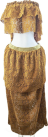 BamBella® Kleding set - L/XL - Rok crop top kant set bruin