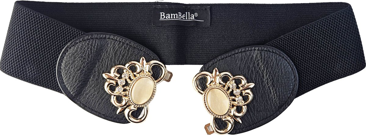 BamBella ® - Riem   - Zwart glitter steentjes Korset Mode Body Gothic Goth taille riem met Studs rits sluiting korset belt