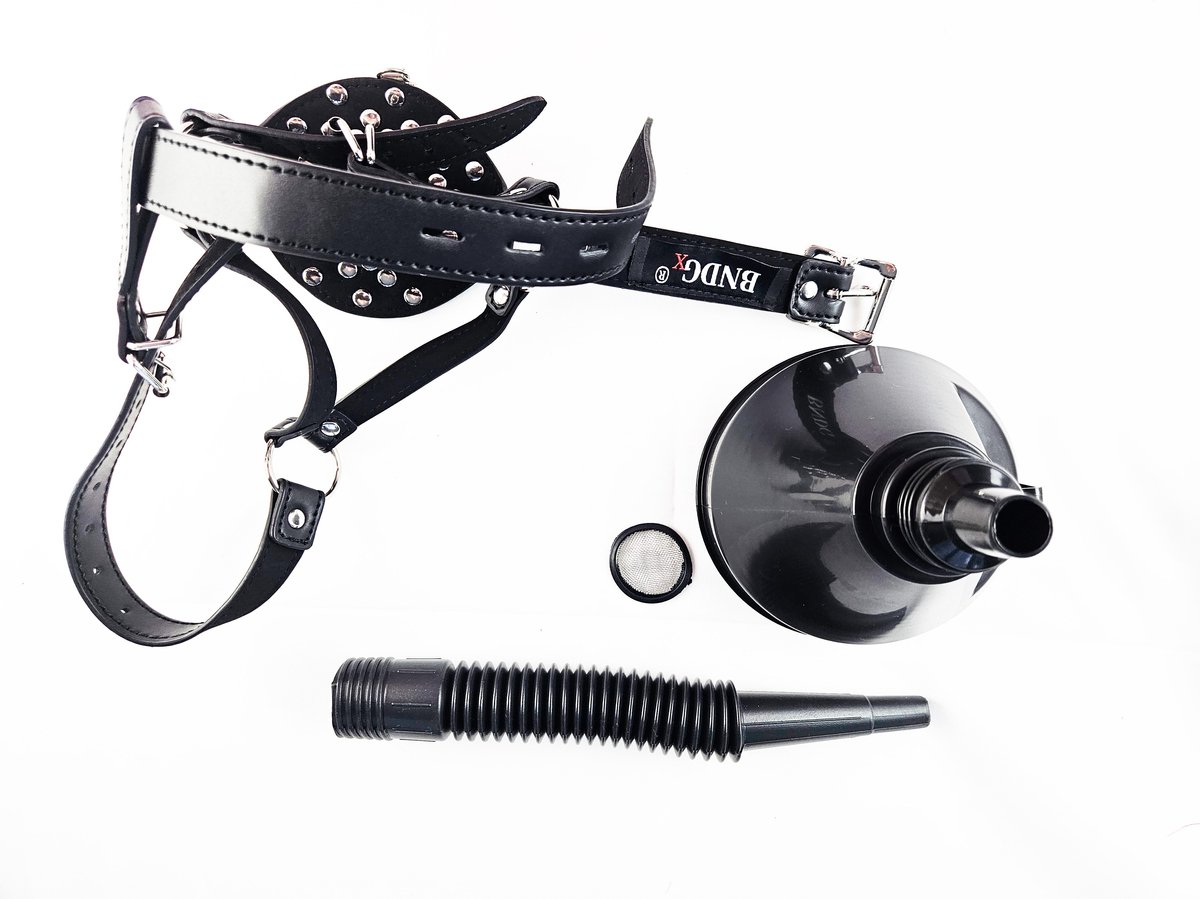BNDGx® - Extreme BDSM sex Masker set met drink filter - Nep Leer - SM Erotisch seksspeeltje voor koppels