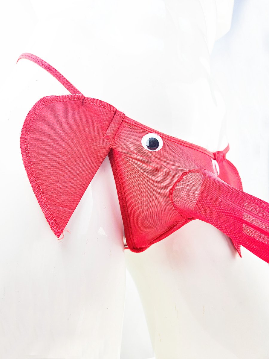 BamBella® - Onderbroek heren - Onesize - grappig valentijn verassing voor koppels string olifant Rood