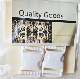 BamBella ® - Gesp - 2 stuks - 35mm - Wit- plastic kliksluiting riemgesp