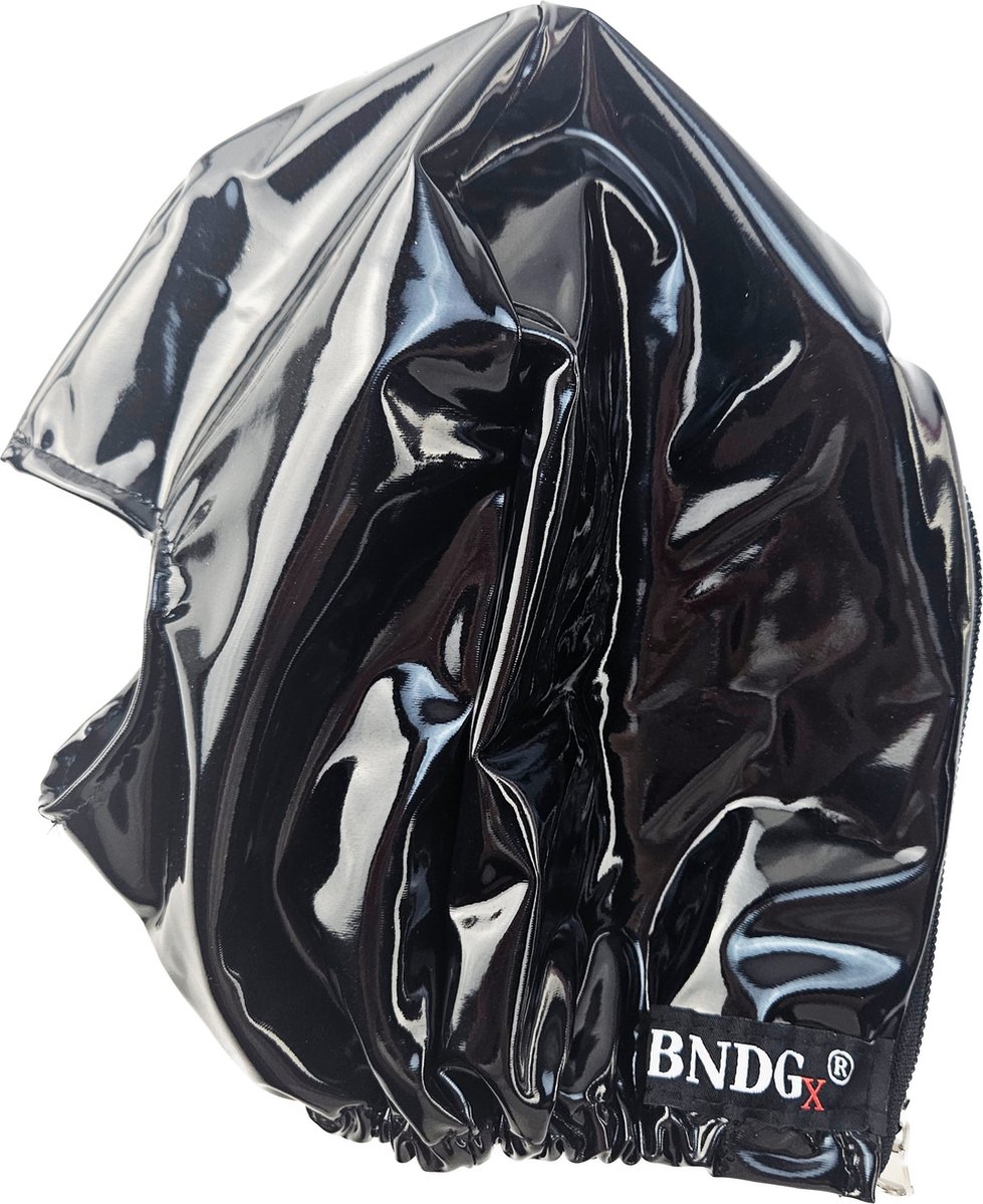 BNDGx® -Masker Datex (Mix LATEX en stof) mond opening - Erotiek - Extreme BDSMsm fetish Rollenspel kleding Zwart