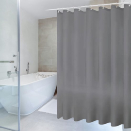 Douchegordijn - Grijs- Met ringen - 180 X 180 - Douche Gordijn - Badkamer