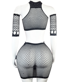 BamBella®   set - Onesize - Erotische sexy nacht set  met top doorzichtig kant - Super Stretch