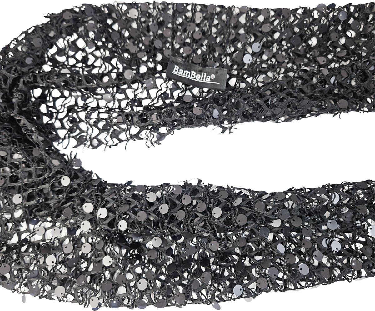 BamBella® - Sjaal - Onesize omslag doek Strand rokje kort doorzichtig pailletten Zwart