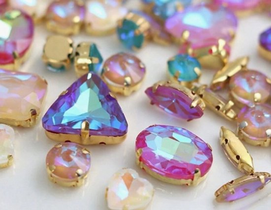 BamBella® mix kleur - Grote Naai strass Steentjes - 50 stuks - roze blauw strass stenen glitters kleding versieren