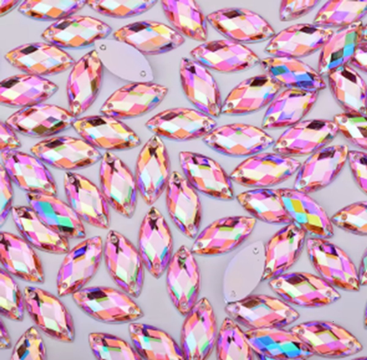 BamBella® Naai strass Steentjes - 100 stuks - AB roze - glitter stenen glitters kleding schoenen versieren naaien