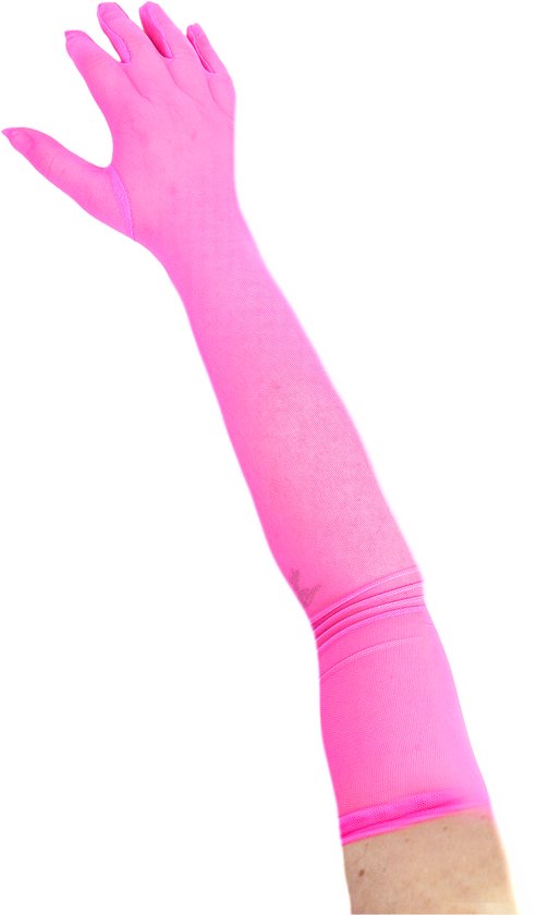 BamBella® - Lange Handschoenen panty stof roze - Sexy handschoenen dames -