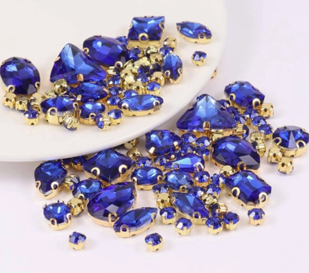 BamBella® donker blauw - Grote Naai strass Steentjes - 130 stuks - strass stenen glitters kleding versieren