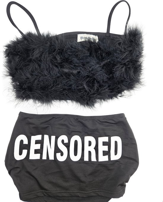 Sexy Erotische Kleding set -  - 2 delig pak zwart met veren